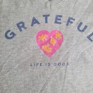 Life Is Good Shirt Womens XL Gray Grateful Heart Crusher Long Sleeve Vneck Tee